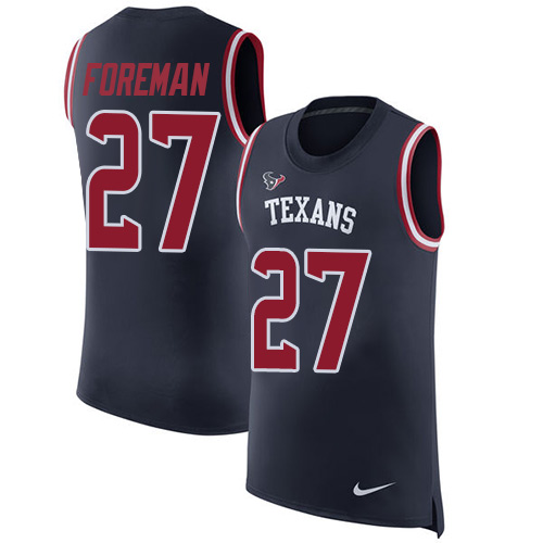 Nike Texans #27 D'Onta Foreman Navy Blue Team Color Men's Stitched NFL Limited Rush Tank Top Jersey - Click Image to Close